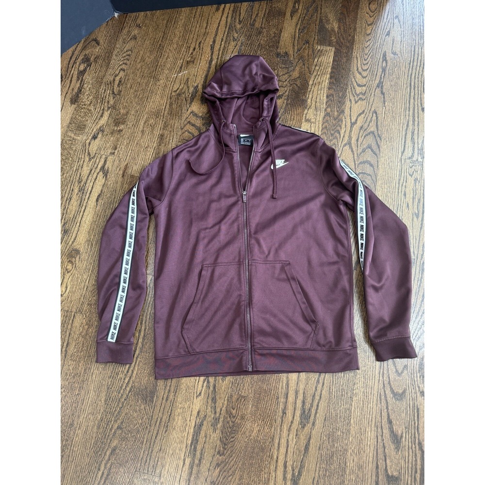 NIKE AIR SPORTSWEAR REPEAT TAPED‎ ZipUp HOODIE Burgundy Size M
